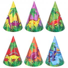 Partyhattar Dinosaurier 6-Pack