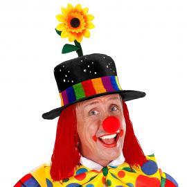 Svart Clownhatt med Rött Hår