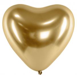 Chrome Hjärtballonger Guld 50-pack