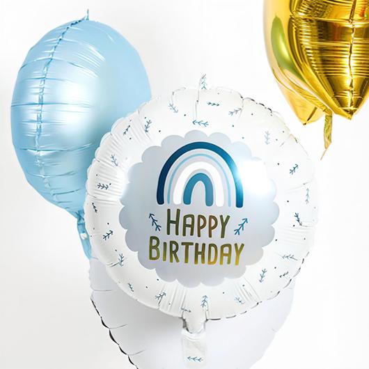 Folieballong Happy Birthday Regnbåge Blå