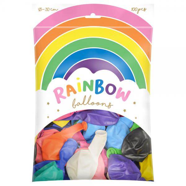 Rainbow Latexballonger Metallic Mix 100-pack