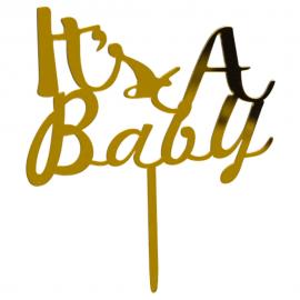 It's A Baby Tårtdekoration Guld