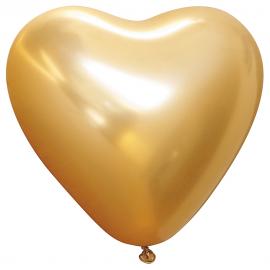 Hjärtballonger Chrome Guld