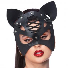 Katt Mask Svart Konstläder