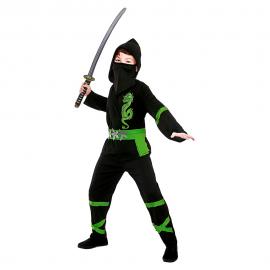 Power Ninja Dräkt Svart & Grön Barn Medium