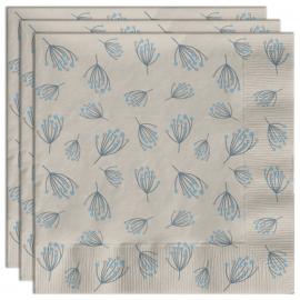 Pappersservetter Blomning Beige/Blå 20-pack