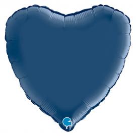 Hjärtballong Satin Navy Blå