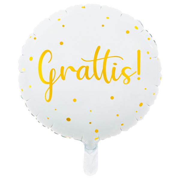 Grattis Folieballong Guld & Vit