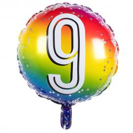 Folieballong Regnbåge 9 år