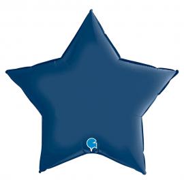 Stor Folieballong Stjärna Satin Navy Blå