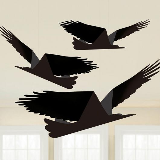 Hängande Pappersdekorationer Svarta Fåglar
