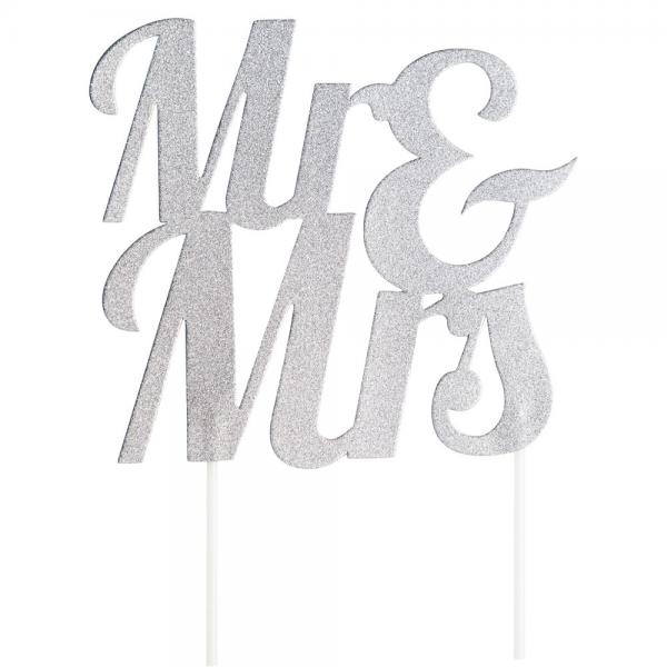 Glittrig Mr & Mrs Trtdekoration Silver