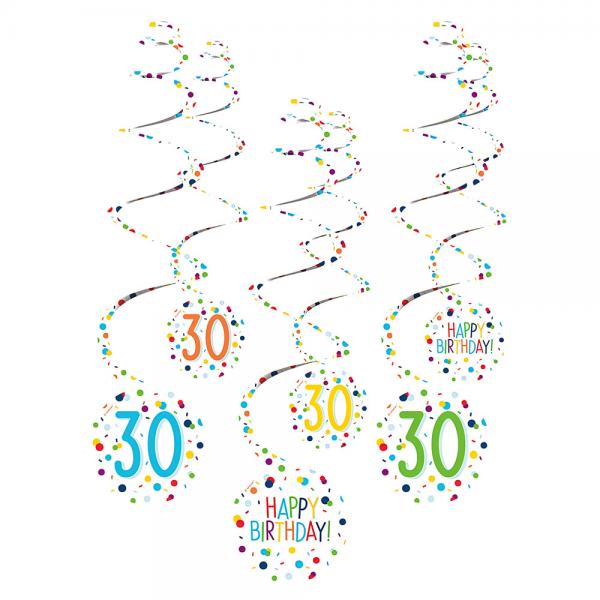 Hngande Swirls 30 r Confetti Birthday