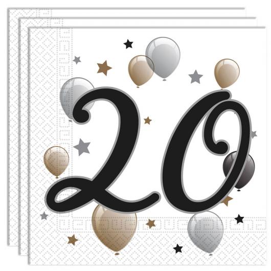 Milestone Happy Birthday 20 Års Servetter