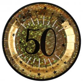 Papptallrikar 50 År Birthday Party Guld