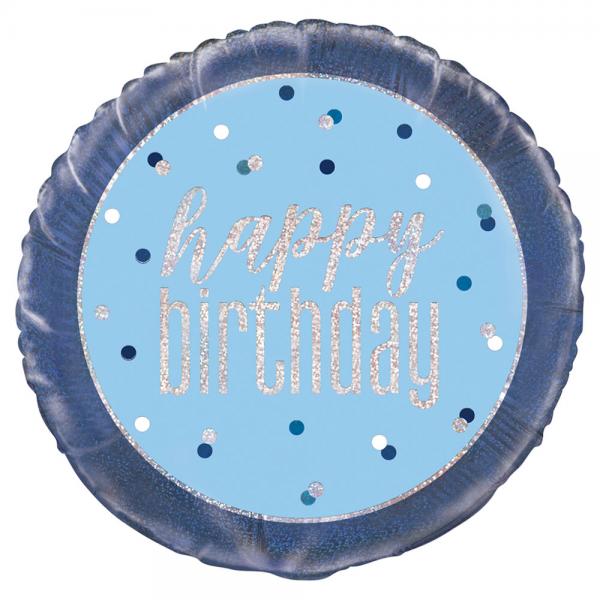 Happy Birthday Folieballong Bl & Silver