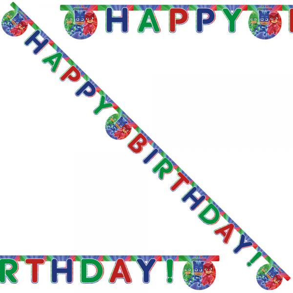 Pyjamashjltarna Happy Birthday Banderoll