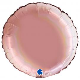 Rund Folieballong Holografisk Platinum Rosé