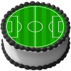 Tårtbild Fotbollsplan Sockerpasta