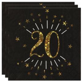 Servetter 20 År Birthday Party Guld