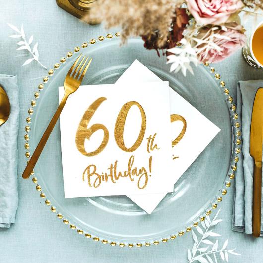 60th Birthday Servetter Guld