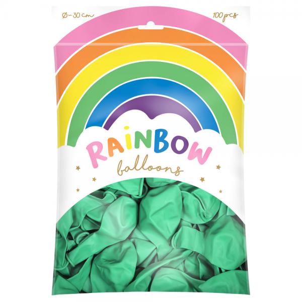 Rainbow Latexballonger Metallic Mintgrna 100-pack