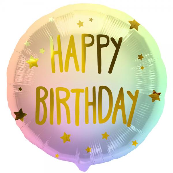Folieballong Happy Birthday Stjrnor Pastell