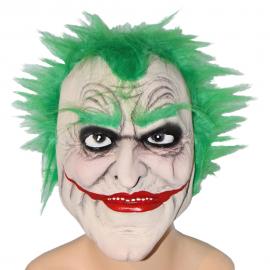 Läskig Clownmask med Grönt Hår
