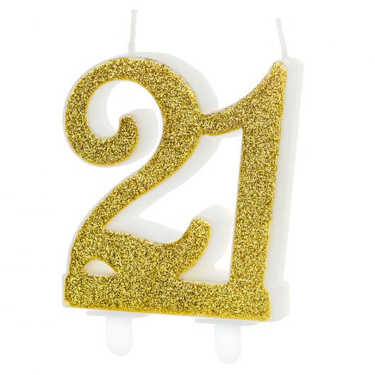 Tårtljus Glitter Guld 21 år