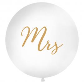 Mrs Gigantisk Latexballong Vit och Guld
