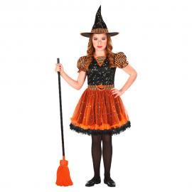 Häxdräkt Svart och Orange Barn Medium