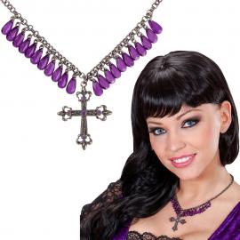 Lila Gothic Halsband med Kors