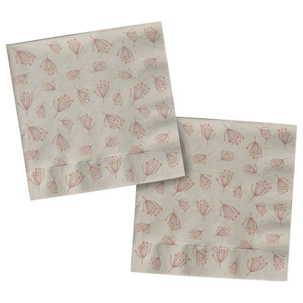 Pappersservetter Blomning Beige/Rosa 20-pack