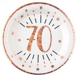 Papptallrikar 70 År Birthday Party Roseguld
