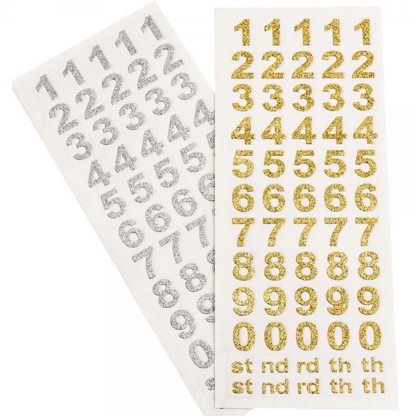 Stickers Glittriga Siffror Guld