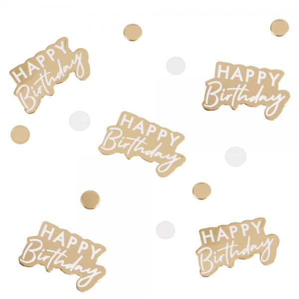 Happy Birthday Konfetti Metallic Guld