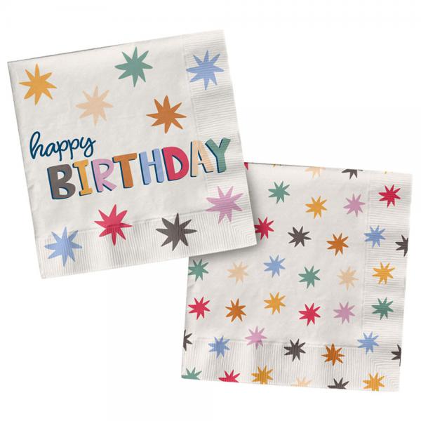 Happy Birthday Pappersservetter med Stjrnor 20-pack