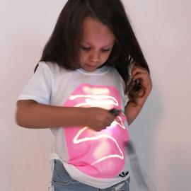 Självlysande T-shirt Barn Rosa och Vit