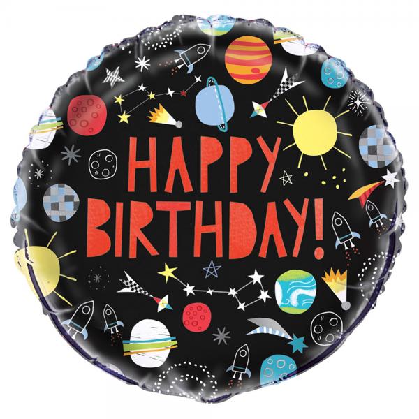 Rymden Folieballong Happy Birthday Outer Space