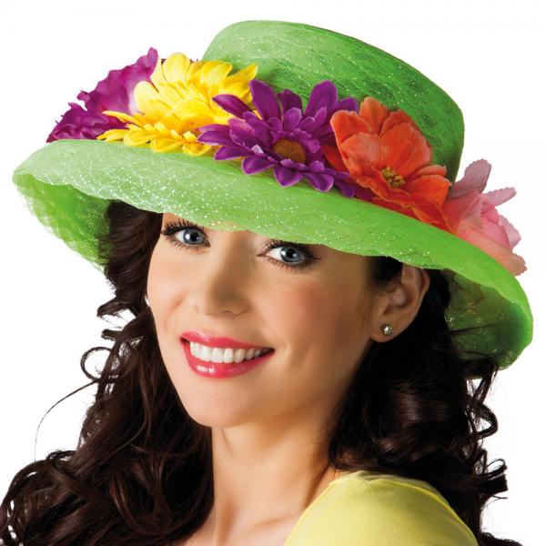 Grn Hatt med Blommor