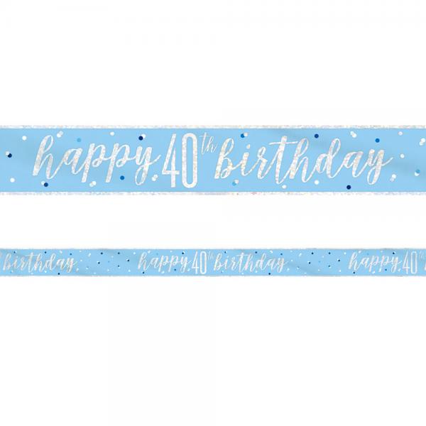 Happy 40th Birthday Banderoll Bl & Silver