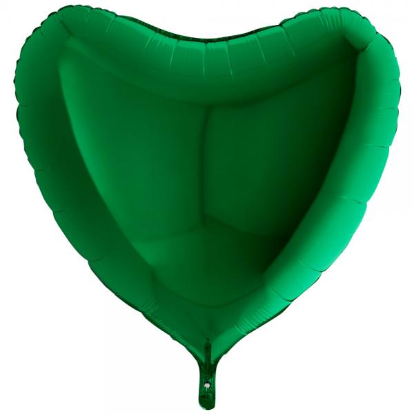 Folieballong Hjrta Mrkgrnt