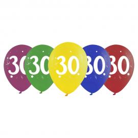 Sifferballonger 30 Färgmix