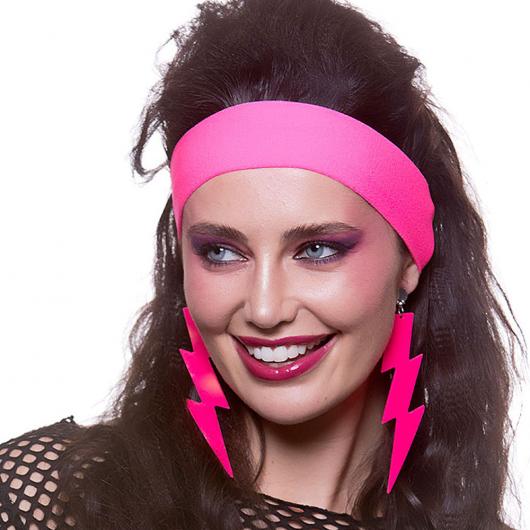 80-tal Örhänge Blixtar Neon Rosa Clip-on