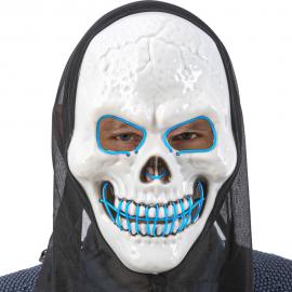 Döskalle LED-Mask med Huva Blå