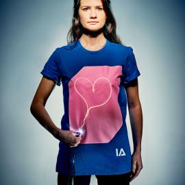 Självlysande T-shirt Blå och Rosa Large