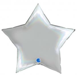 Stor Ballong Stjärna Holografisk Platinum Pure