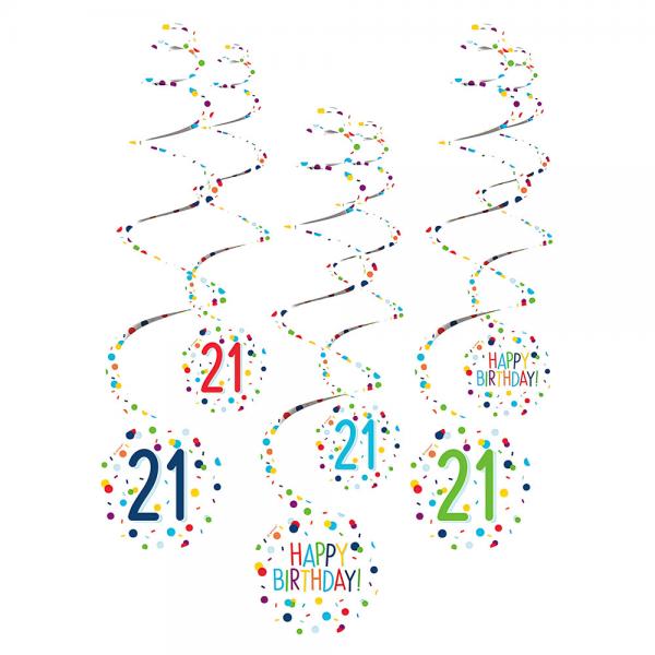 Hngande Swirls 21 r Confetti Birthday