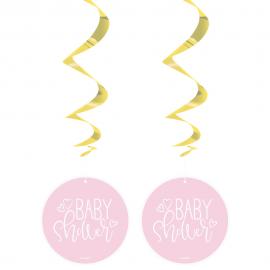 Baby Shower Swirls Ljusrosa & Metallic Guld