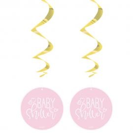 Baby Shower Swirls Ljusrosa & Metallic Guld